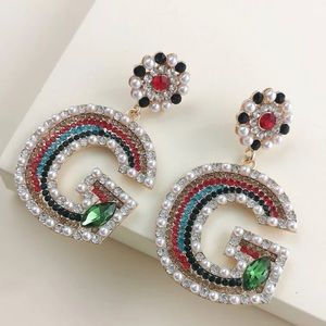 Faux Pearl & Rhinestone Charm Drop Earrings